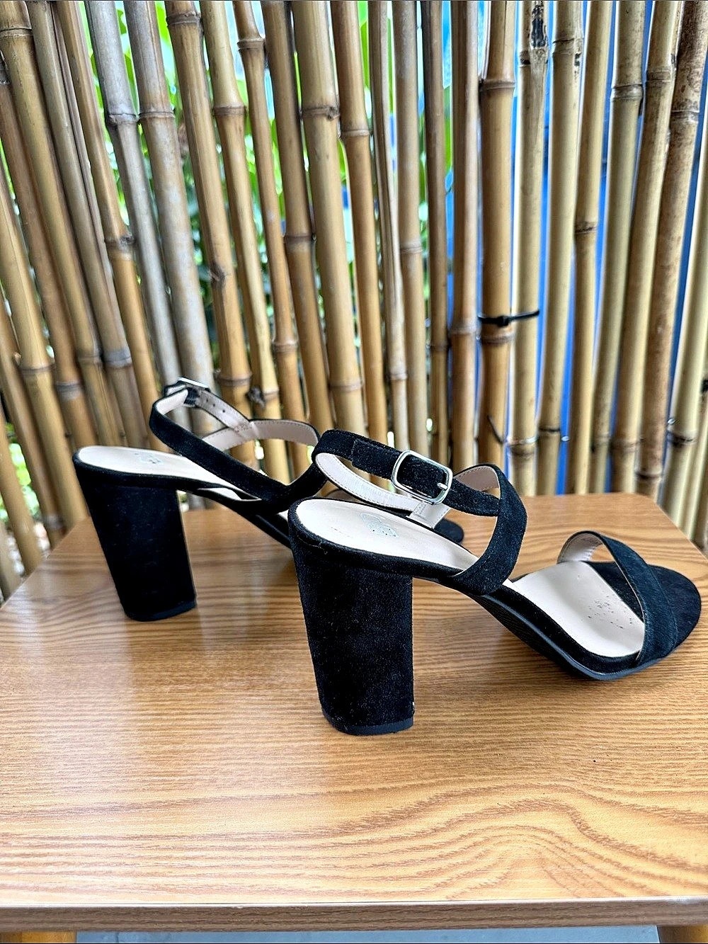 Black Block Heel Ankle Strap Sandals